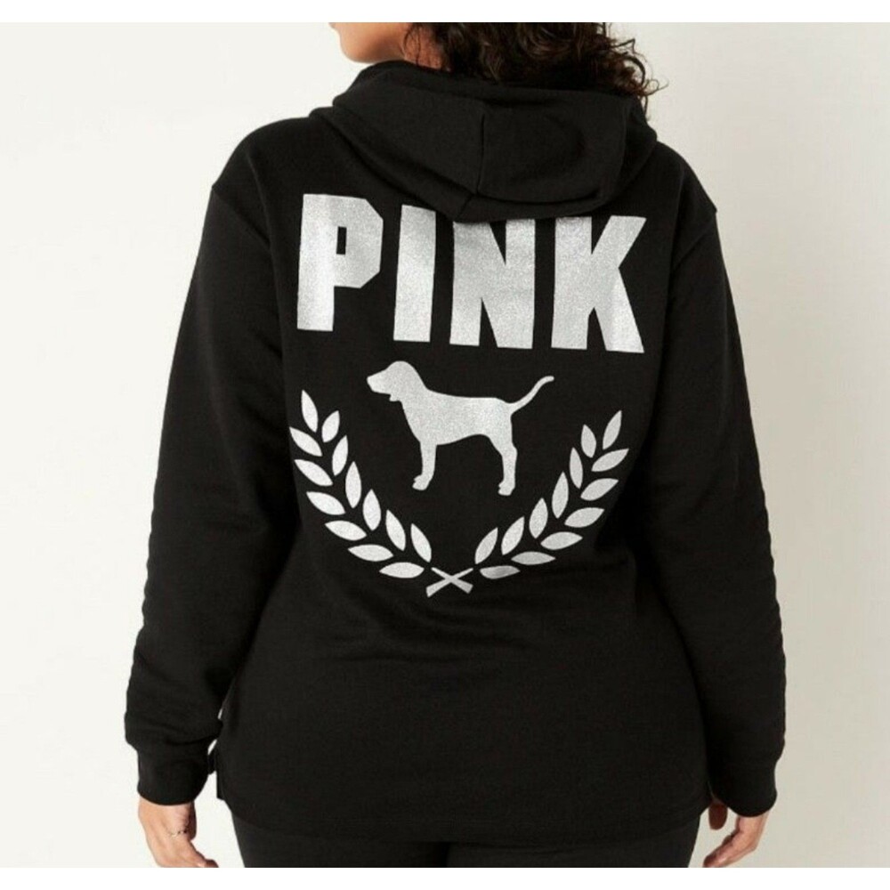 VS PINK CAMPUS HOODIE BLACK SHINE M